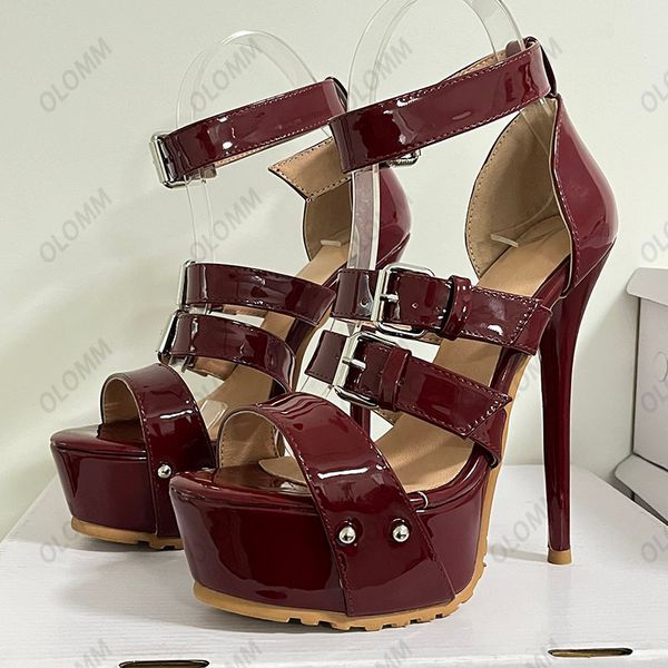 olomm handmade women summer platform sandals patent buckle stiletto heels peep toe classic black cosplay shoes size 35-47
olomm handmade women summer platform sandals patent buckle stiletto heels peep toe classic black cosplay shoes size 35-47
