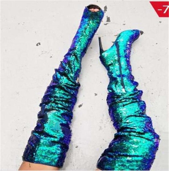 women charming bling bling blue gold glitter over knee thin heel boots open toe spike high heel long boots formal dress shoes2332840, Black
women charming bling bling blue gold glitter over knee thin heel boots open toe spike high heel long boots formal dress shoes2332840, Black