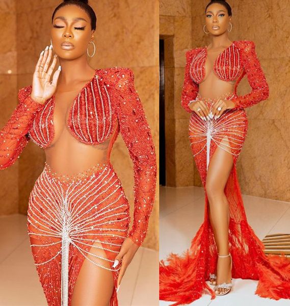 2023 may aso ebi red mermaid prom dress beaded crystals feather evening formal party second reception birthday engagement gowns dress robe d, Black
2023 may aso ebi red mermaid prom dress beaded crystals feather evening formal party second reception birthday engagement gowns dress robe d, Black