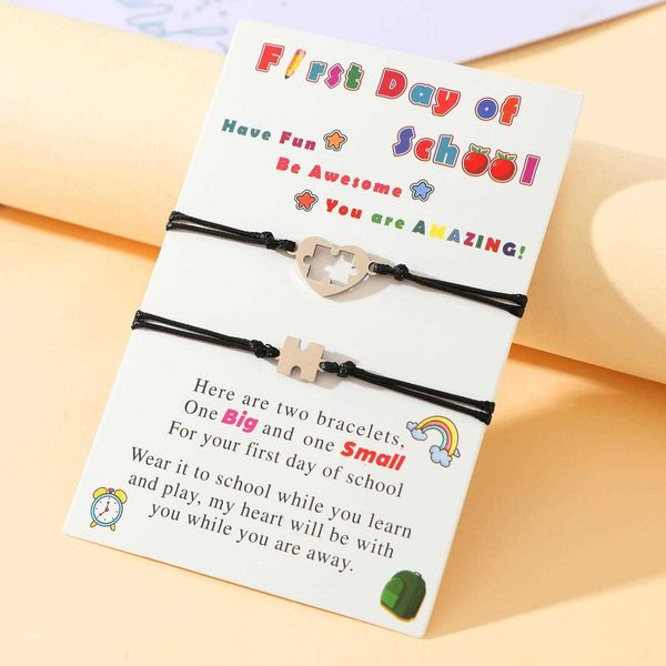 school season woven bracelet personality stainless steel heart shaped puzzle back to parent child carrying strap female, Golden;silver
school season woven bracelet personality stainless steel heart shaped puzzle back to parent child carrying strap female, Golden;silver