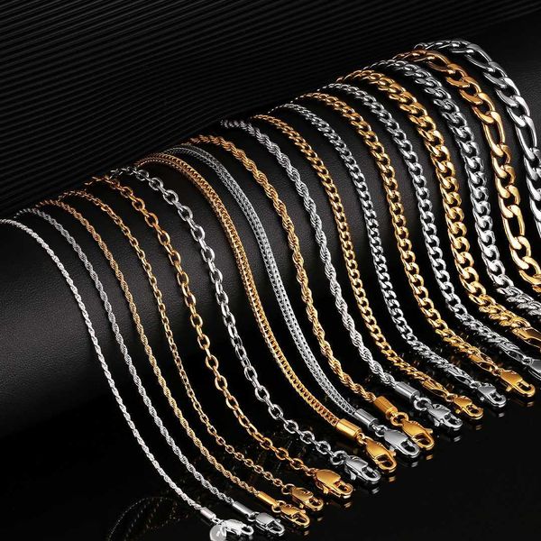krkc wholesale 1.2mm-7mm stainless steel necklace mens 14k 18k gold plated filled cable franco chain figaro chain rope chain, Silver
krkc wholesale 1.2mm-7mm stainless steel necklace mens 14k 18k gold plated filled cable franco chain figaro chain rope chain, Silver