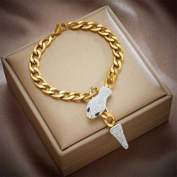 fashion advanced diamond snake head chain tail metal titanium steel thick personalized all match jewelry bracelet, Black
fashion advanced diamond snake head chain tail metal titanium steel thick personalized all match jewelry bracelet, Black