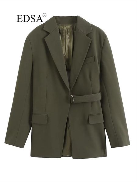 pants edsa women fashion dark khaki cutout blazer with belt long sleeve flap pockets adjustable metal buckle for office lady jacket, White
pants edsa women fashion dark khaki cutout blazer with belt long sleeve flap pockets adjustable metal buckle for office lady jacket, White