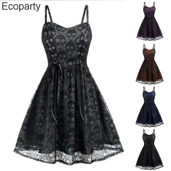 party dresses womans vintage skull printed suspender sleeveless lace patchwork bandage aline halloween witch cosplay costume 230508, White;black
party dresses womans vintage skull printed suspender sleeveless lace patchwork bandage aline halloween witch cosplay costume 230508, White;black