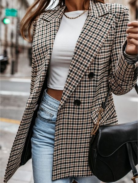 women's suits blazers plaid blazer jacket women spring autumn long sleeve casual slim khaki woman coats fall elegant office suit coat 2, White;black
women's suits blazers plaid blazer jacket women spring autumn long sleeve casual slim khaki woman coats fall elegant office suit coat 2, White;black