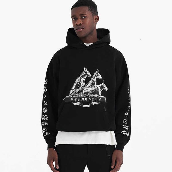 men's hoodies represent rep designer fashion washed vintage liquid metal beagle pullover hooded sweater autumn and winter, Black
men's hoodies represent rep designer fashion washed vintage liquid metal beagle pullover hooded sweater autumn and winter, Black