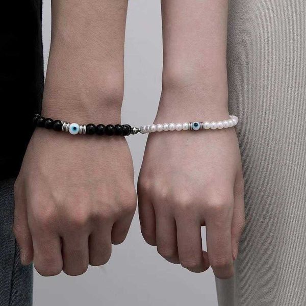 eye beaded strands bracelet simple fashion trend special interest design couple magnet pearl, Black
eye beaded strands bracelet simple fashion trend special interest design couple magnet pearl, Black
