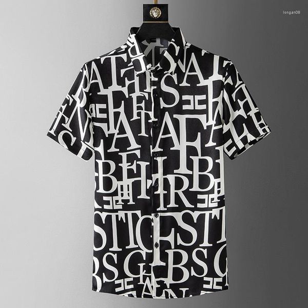 men's casual shirts european and american personalized printed letter shirt short sleeved 2023 summer trend handsome luxury men z4oj, White;black
men's casual shirts european and american personalized printed letter shirt short sleeved 2023 summer trend handsome luxury men z4oj, White;black