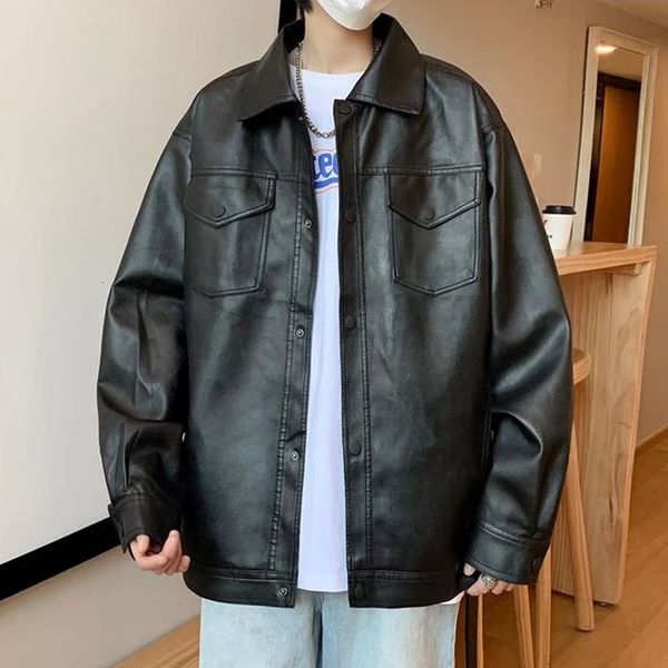 men's jackets classic and handsome motorcycle men clothes spring autumn korean edition trend pu leather fashionable loose handsome men, Black;brown
men's jackets classic and handsome motorcycle men clothes spring autumn korean edition trend pu leather fashionable loose handsome men, Black;brown