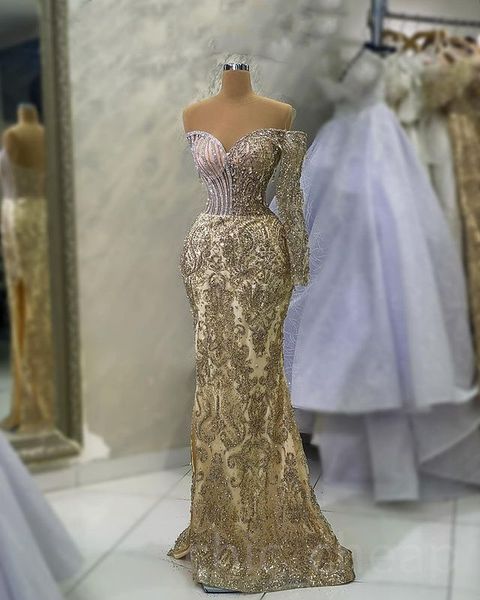 

Aso Ebi 2023 Arabic Gold Mermaid Prom Dress Beaded Crystals Evening Formal Party Second Reception Birthday Engagement Gowns Dresses Robe de Soiree SH0154, Green