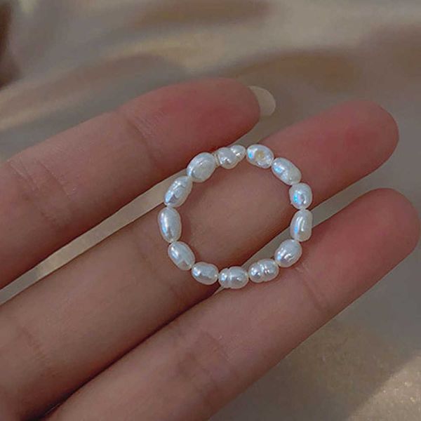 band rings new minimalist multi bead freshwater pearl geometric rings women finger jewelry fashion adjustable elastic ring z0509, Silver 
band rings new minimalist multi bead freshwater pearl geometric rings women finger jewelry fashion adjustable elastic ring z0509, Silver
