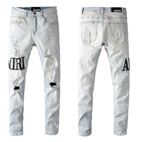 men's jeans european and american high street black high street jeans men's worn patch feet, Blue
men's jeans european and american high street black high street jeans men's worn patch feet, Blue