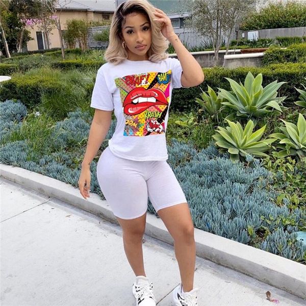 pants 2020 women colorful lips printed 2pcs yoga gym short sleeve t shirt biker workout high waist shorts tracksuit sports outfit, White
pants 2020 women colorful lips printed 2pcs yoga gym short sleeve t shirt biker workout high waist shorts tracksuit sports outfit, White