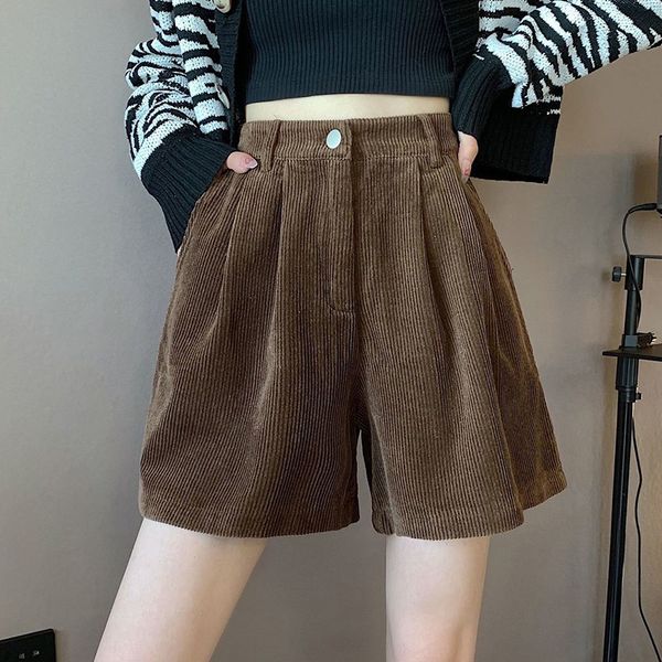 women's shorts lucyever corduroy women's shorts spring summer high waist wide leg shorts female casual loose brown short trousers, White;black
women's shorts lucyever corduroy women's shorts spring summer high waist wide leg shorts female casual loose brown short trousers, White;black