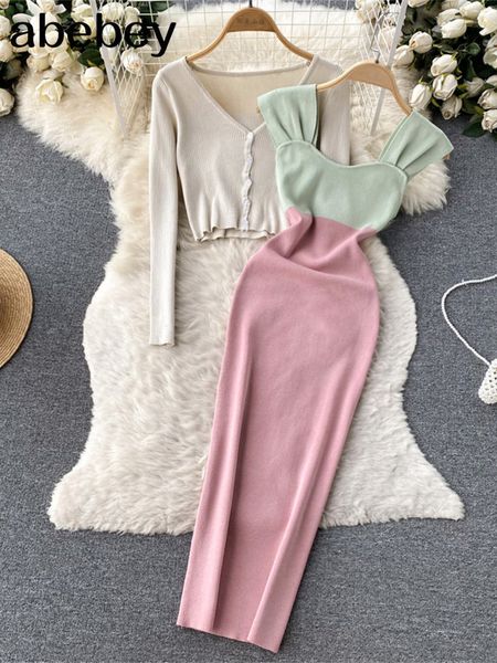 two piece dress autumn fashion knitted sets long sleeve cardigan lim contrast color camis women ol sweater pieces sutis 230509, White
two piece dress autumn fashion knitted sets long sleeve cardigan lim contrast color camis women ol sweater pieces sutis 230509, White