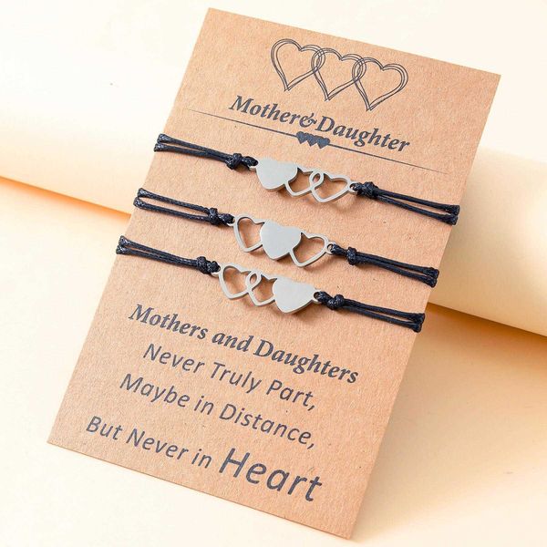 mothers day parent child card bracelet personality stainless steel heart shaped hand weaving carrying strap, Golden;silver
mothers day parent child card bracelet personality stainless steel heart shaped hand weaving carrying strap, Golden;silver