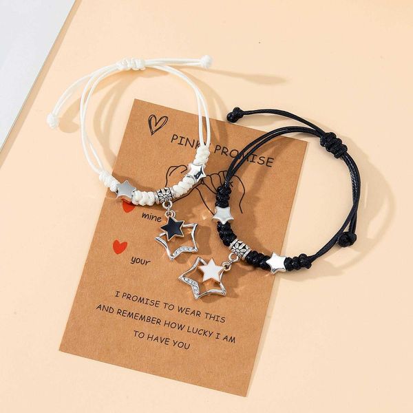 couple bracelet personality five pointed star dorje knot card hand woven rope, Golden;silver
couple bracelet personality five pointed star dorje knot card hand woven rope, Golden;silver