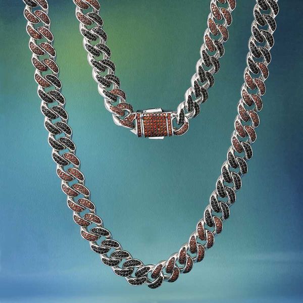 krkc wholesale 12mm 18inch black red color 5a cz 2 row diamond iced out hiphop cuban link chain necklace for men, Silver
krkc wholesale 12mm 18inch black red color 5a cz 2 row diamond iced out hiphop cuban link chain necklace for men, Silver