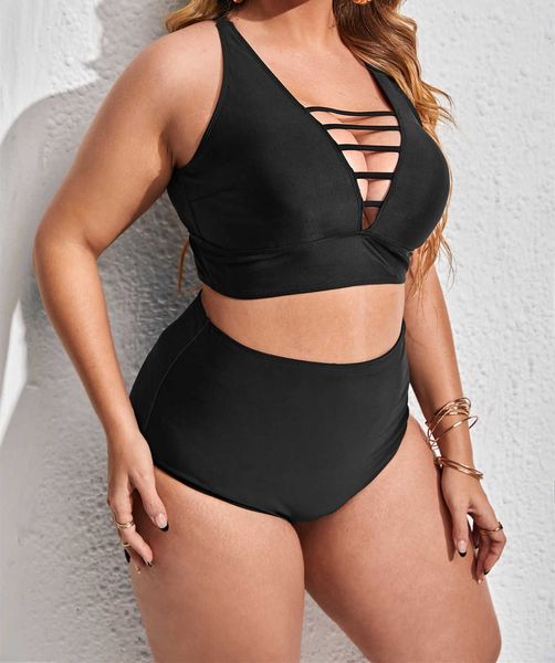 women's plus size swimwear adjustable plus size cross hollow high waist bikini swimwear women's swimsuit beachwear big size bathin, Black
women's plus size swimwear adjustable plus size cross hollow high waist bikini swimwear women's swimsuit beachwear big size bathin, Black