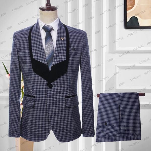 men's suits blazers men wedding party summer 2 pcs set blue white reto classic plaid black shawl lapel jacket pants fashion slim fit su, White;black
men's suits blazers men wedding party summer 2 pcs set blue white reto classic plaid black shawl lapel jacket pants fashion slim fit su, White;black