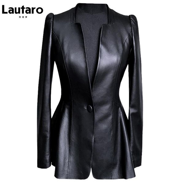 fur lautaro autumn black slim soft pu leather jacket women deep v neck long puff sleeve elegant luxury skirted blazer fashion 2021
fur lautaro autumn black slim soft pu leather jacket women deep v neck long puff sleeve elegant luxury skirted blazer fashion 2021