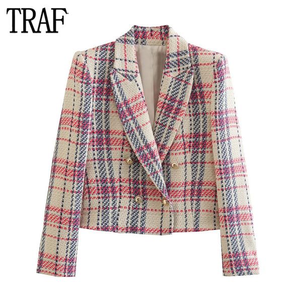 women's suits blazers traf plaid tweed textured cropped jacket double breasted long sleeve button for 230509, White;black
women's suits blazers traf plaid tweed textured cropped jacket double breasted long sleeve button for 230509, White;black