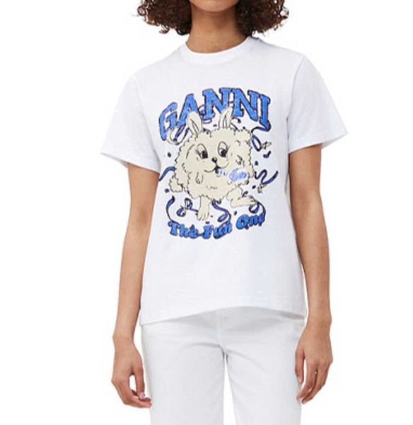 gan 23ss women designer t shirt summer cotton new rock blue print t-shirt loose short sleeve fashion, White
gan 23ss women designer t shirt summer cotton new rock blue print t-shirt loose short sleeve fashion, White