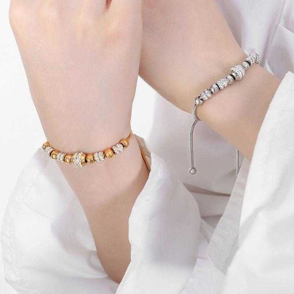 special interest light strand high grade bracelet net red blogger titanium steel gold plated non fading diamond beaded, Black
special interest light strand high grade bracelet net red blogger titanium steel gold plated non fading diamond beaded, Black