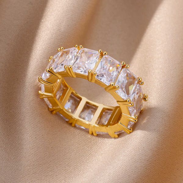 band rings luxury rectangle zircon rings for women gold plated stainless steel ring 2023 trend engagement wedding aesthetic jewelry anillos, Silver
band rings luxury rectangle zircon rings for women gold plated stainless steel ring 2023 trend engagement wedding aesthetic jewelry anillos, Silver