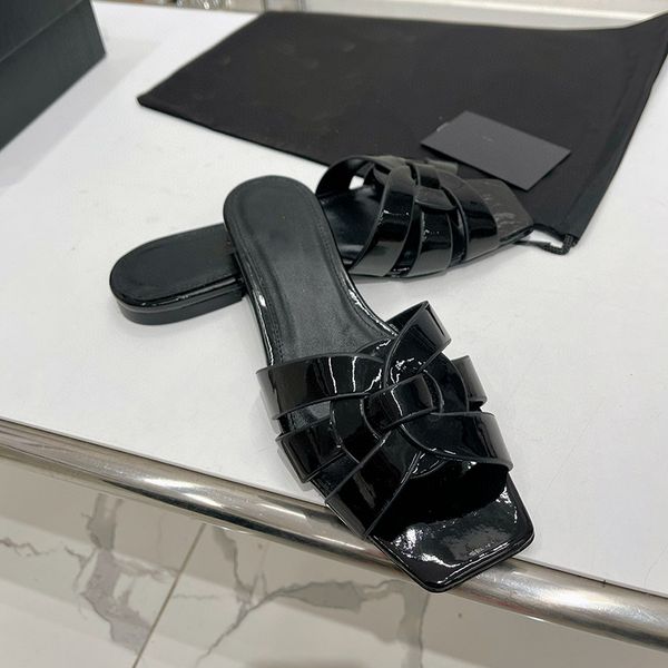 tribute woven cross sandals slippers slides heeled flat heels square open-toe shoes women's luxury designers patent leather outsole cas, Black
tribute woven cross sandals slippers slides heeled flat heels square open-toe shoes women's luxury designers patent leather outsole cas, Black