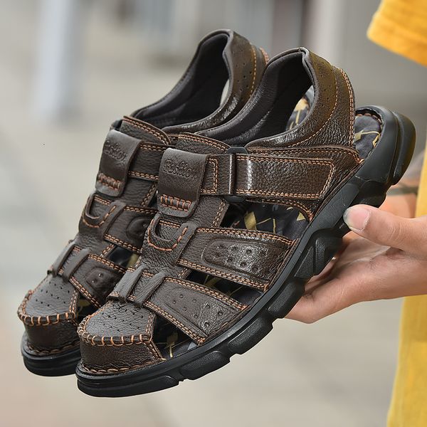 sandals genuine leather men's anticollision toe summer outdoor lightweight soft sole hiking trekking shoes beach casual 230508, Black
sandals genuine leather men's anticollision toe summer outdoor lightweight soft sole hiking trekking shoes beach casual 230508, Black