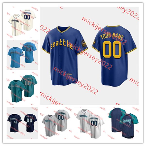 

2023 city connect baseball jersey jarred kelenic andres munoz 16 kolten wong 58 luis castillo 77 chris flexen 37 paul sewald jerseys custom, Black