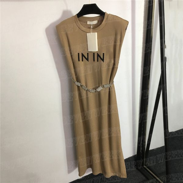 luxury women vest dresses with rhinestone waist chain summer sleeveless skirts letter print casual dress shoulder padded, Black;gray
luxury women vest dresses with rhinestone waist chain summer sleeveless skirts letter print casual dress shoulder padded, Black;gray