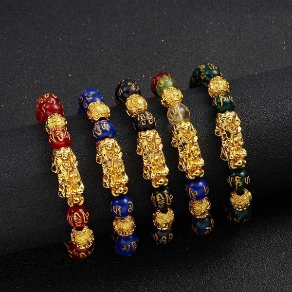 selling personalized beaded bracelet strands obsidian golden pixiu six words mantra buddha beads elastic, Black
selling personalized beaded bracelet strands obsidian golden pixiu six words mantra buddha beads elastic, Black
