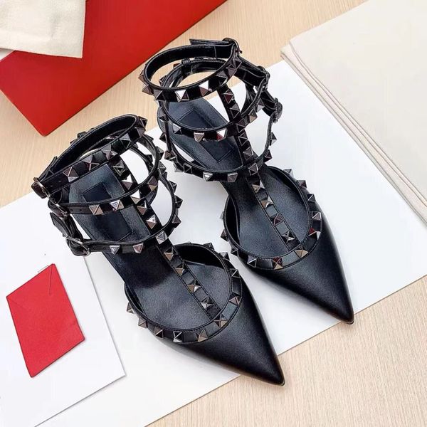 brand sandals high heels rivets pointed shoes 6cm 8cm 10cm thin heel three belts real leather wedding shoes with dust bag 35-44, Black
brand sandals high heels rivets pointed shoes 6cm 8cm 10cm thin heel three belts real leather wedding shoes with dust bag 35-44, Black