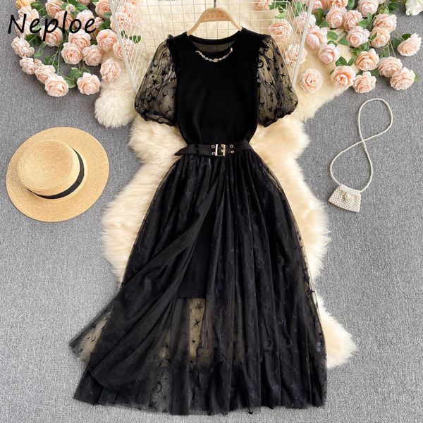 two piece dress neploe ladies mesh patchwork suits women puff short sleeve knitted high waist belt slim gauze split skirt sets 230509, White
two piece dress neploe ladies mesh patchwork suits women puff short sleeve knitted high waist belt slim gauze split skirt sets 230509, White