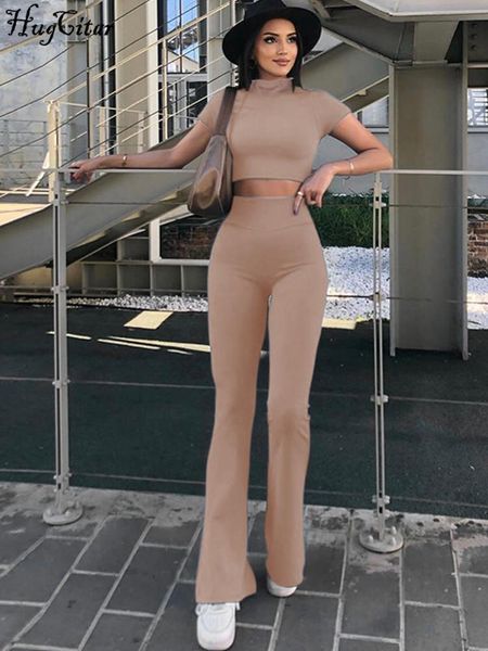 pants hugcitar solid turtleneck short sleeves crop flare pants 2 pieces matching sets slim summer outfit streetwear sports, White
pants hugcitar solid turtleneck short sleeves crop flare pants 2 pieces matching sets slim summer outfit streetwear sports, White