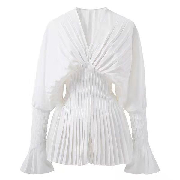 t-shirt elegant women loose white vneck pleated shirts female lantern full sleeve blouses casual blusas 2023 spring autumn ds4
t-shirt elegant women loose white vneck pleated shirts female lantern full sleeve blouses casual blusas 2023 spring autumn ds4