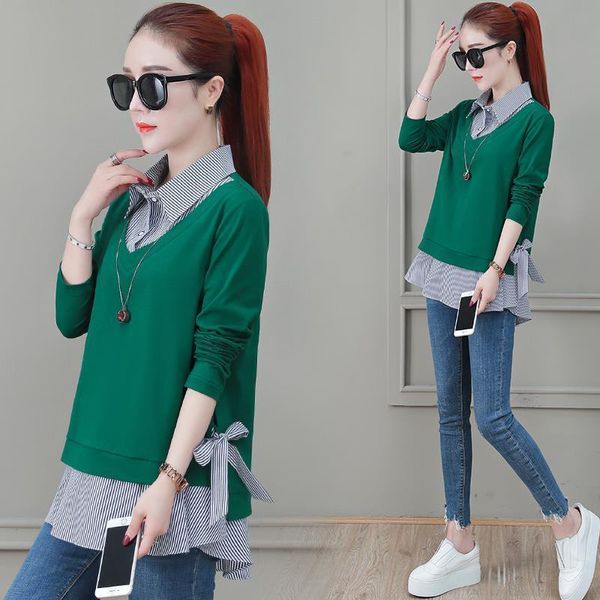 polos pure cotton fake twopiece women's bottoing blouse autumn new korean loose longsleeved turn down collar shirt tshirt l4xl, White
polos pure cotton fake twopiece women's bottoing blouse autumn new korean loose longsleeved turn down collar shirt tshirt l4xl, White