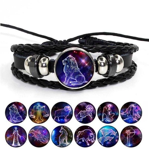 ornament retro leather rope bracelet woven combination time stone twelve constellation full set q, Golden;silver
ornament retro leather rope bracelet woven combination time stone twelve constellation full set q, Golden;silver