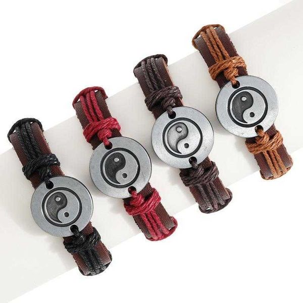 accessories simple handmade woven gossip cattle leather bracelet vintage alloy yin yang tai chi jewelry, Golden;silver
accessories simple handmade woven gossip cattle leather bracelet vintage alloy yin yang tai chi jewelry, Golden;silver