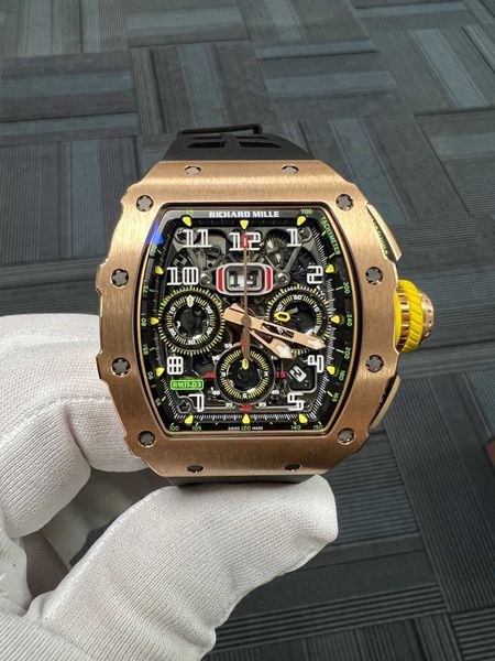 new chronograph mechanical wrist watches rm11-03 rg side gold 18k rose timing function second-hand 99 new designer high-quality, Slivery;brown
new chronograph mechanical wrist watches rm11-03 rg side gold 18k rose timing function second-hand 99 new designer high-quality, Slivery;brown
