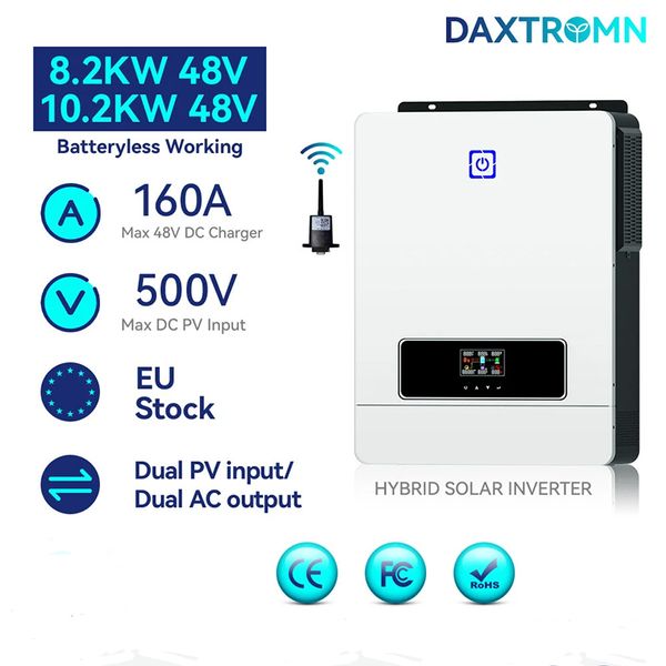 daxtromn 8.2kw/10.2kw 48v pv max 500vdc 160a mppt solar charge controller grid tie & off grid hybrid solar inverter dual output
daxtromn 8.2kw/10.2kw 48v pv max 500vdc 160a mppt solar charge controller grid tie & off grid hybrid solar inverter dual output