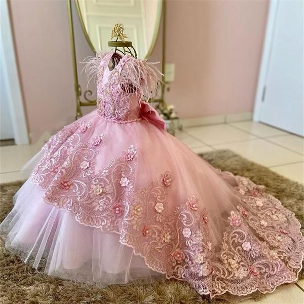 pink little girls pageant dresses 3d floral appliques lace tulle princess flower girl dress crew neck feathers sleeveless long wedding party, White;red
pink little girls pageant dresses 3d floral appliques lace tulle princess flower girl dress crew neck feathers sleeveless long wedding party, White;red
