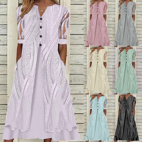 dresses 2022 elegant mesh short sleeve long dresses summer clothing print v neck button boho beach holiday sundress bohemian vestidos, Black;gray
dresses 2022 elegant mesh short sleeve long dresses summer clothing print v neck button boho beach holiday sundress bohemian vestidos, Black;gray