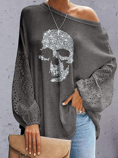 t-shirt 2022 women skew collar casual blouse elegant femme skull print office shirt blusa spring autumn hollow batwing sleeve, White
t-shirt 2022 women skew collar casual blouse elegant femme skull print office shirt blusa spring autumn hollow batwing sleeve, White