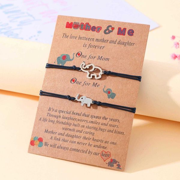 mothers day parent child card bracelet creative stainless steel hollow elephant woven wrist string women, Golden;silver
mothers day parent child card bracelet creative stainless steel hollow elephant woven wrist string women, Golden;silver