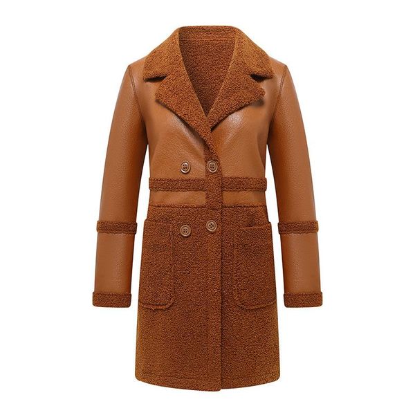 fur winter women's leather jacket thick warm double face lamb fur oversized long coat female faux leather jackets spliced overcoat, Black
fur winter women's leather jacket thick warm double face lamb fur oversized long coat female faux leather jackets spliced overcoat, Black