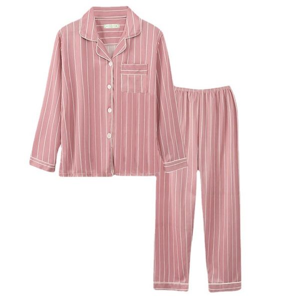 women's sleepwear autumn long pajama's lapel button striped suit can be worn outside lounge wear pajama set women plus size linger, Black;red
women's sleepwear autumn long pajama's lapel button striped suit can be worn outside lounge wear pajama set women plus size linger, Black;red