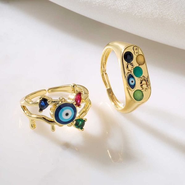 band rings newbuy 2023 new fashion lucy evil eye jewelry gold color copper open ring for women girl adjustable birthday gift z0509, Silver
band rings newbuy 2023 new fashion lucy evil eye jewelry gold color copper open ring for women girl adjustable birthday gift z0509, Silver